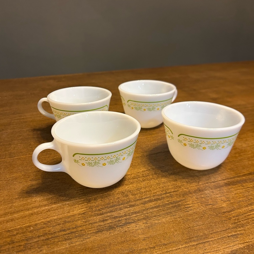Pyrex Vintage Summer Impressions Sunshine 8oz Floral White and Green Cup Mugs - Picture 4 of 11